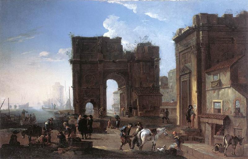 SALUCCI, Alessandro Harbour View with Triumphal Arch g oil painting image
